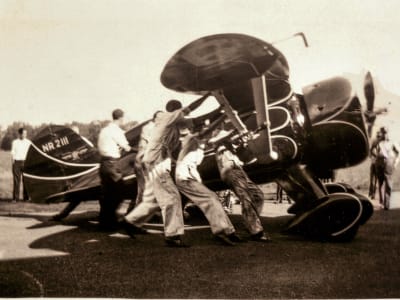 Hall Bulldog at Hartford CT with group, right side view, August 23, 1932